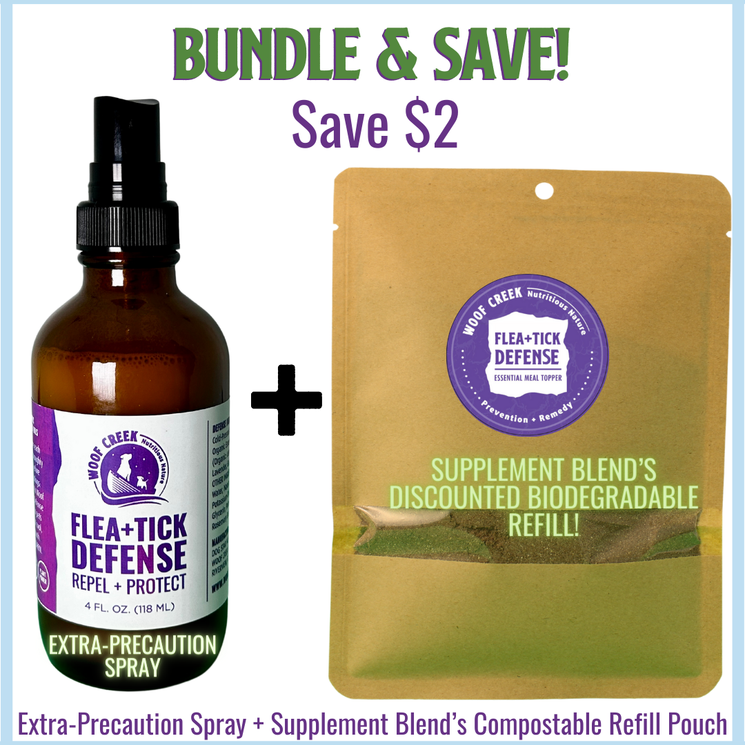 Natural Flea + Tick Defense Bundle | Supplement Refill + Spray for Dogs - Woof Creek Pet Wellness