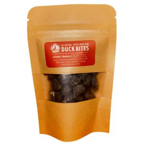 Natural Duck Bites w/Rabbit + Blueberries | 50-Treat .5oz Sampler Pouch for Dogs + Cats - Woof Creek Pet Wellness